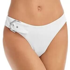 Revel Rey Iridescent White Hayes Belted Bikini Bottom Sz L NWT